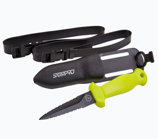 SPEARPRO DOUBLE SERRATED PIKE KNIFE TEFLON COATED